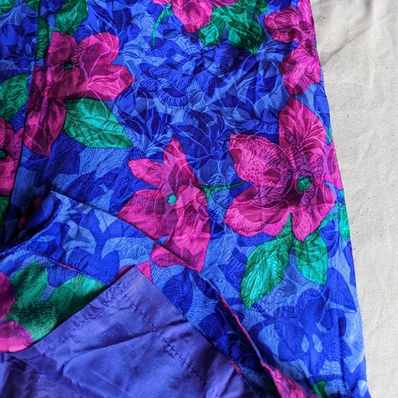 Vintage 100% silk dazzling floral pleated pencil skirt - Picture 12 of 16